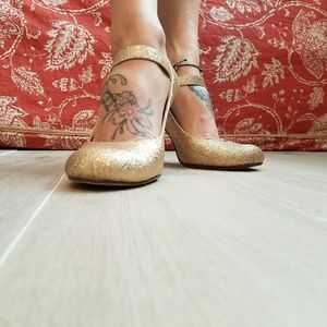Gold Glitter Heels